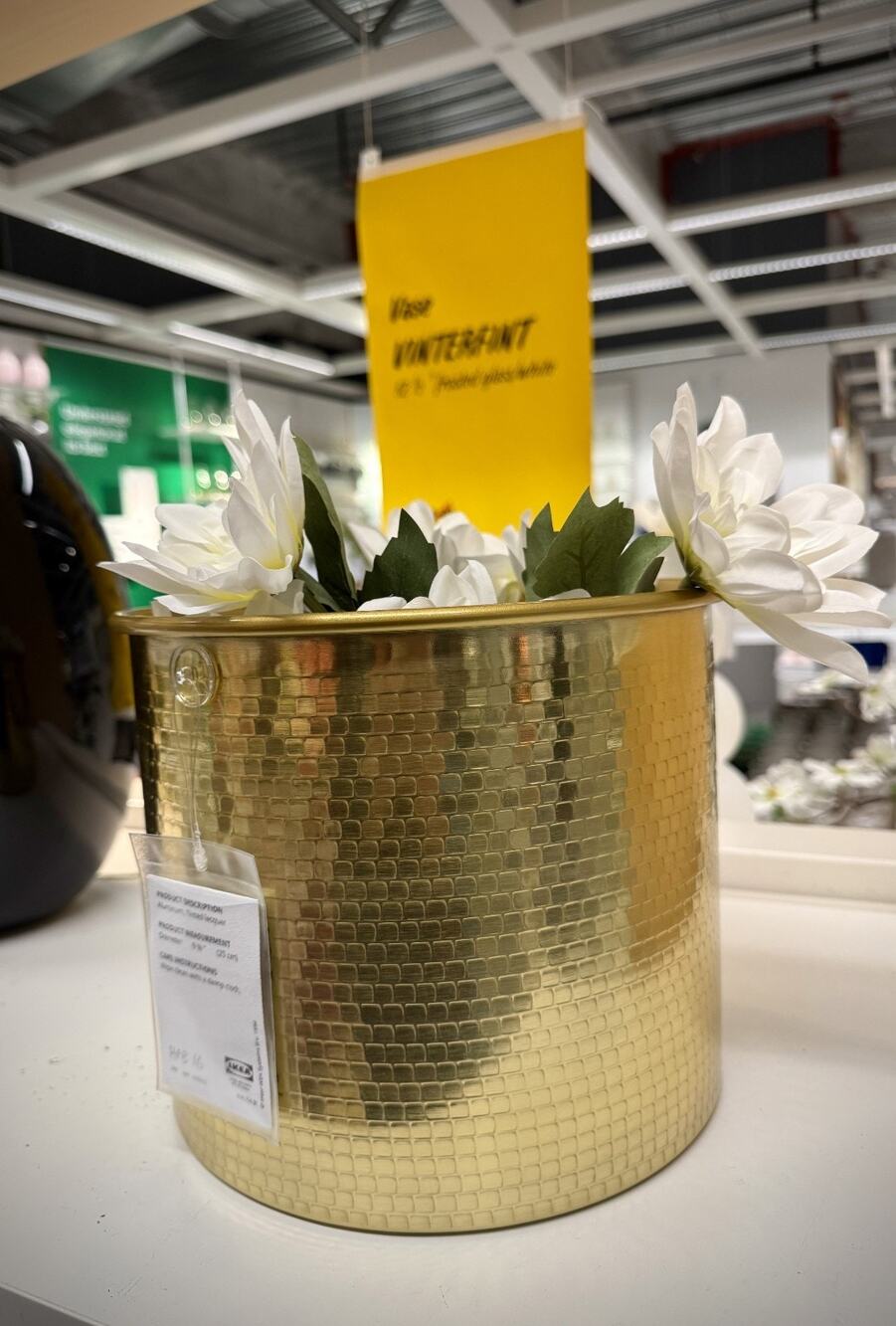 IKEA VINDFLÄKT Plant Pot / Vase Gold Aluminum 10"-NEW